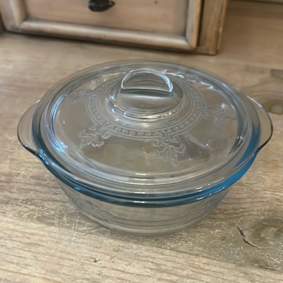 Vintage Fire King Philbe Mini Casserole Dish & Lid Depression Glass 1940’s Blue - Picture 1 of 7